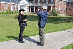 Carolyn LaBlanc, an Alumni Officer, being interviewed.