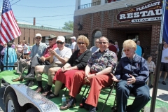 Raymond LeBouthiller, Joe St. Pierre, Paul Magoon, Carol Bennett, John Bennett and Marilyn Brody  on the viewing stand