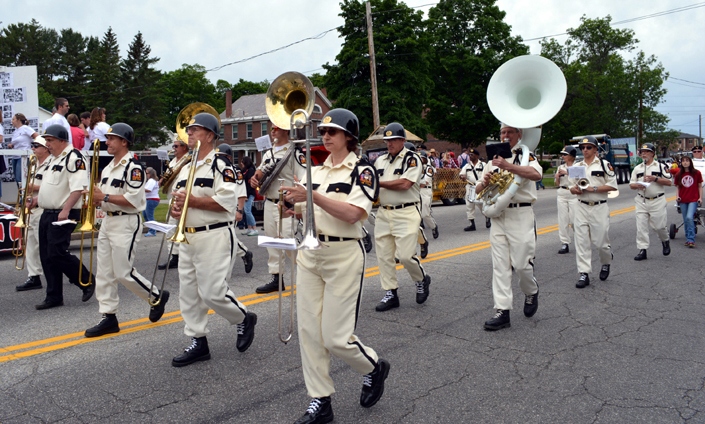 Members of the Yankee Doodle American Legion Band from Rensselaer, New York perform during the 2016 Stevens Alumni parade. (1/200 sec., F7.1, automatic-no flash mode, ISO 200, 35mm).Photo: Stephen C. Fitch   June 11, 2016   10:45 AM