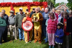 Members of the class of 1971 pose beside their Winnie the Pooh-themed float, which won the George Disnard Memorial trophy in the 2016 Stevens Alumni parade. The parade theme was Great Books. (1/250 sec., F8, automatic-with flash mode (no flash), ISO 140, 20mm).Photo: Stephen C. Fitch   June 11, 2016   10:09 AM